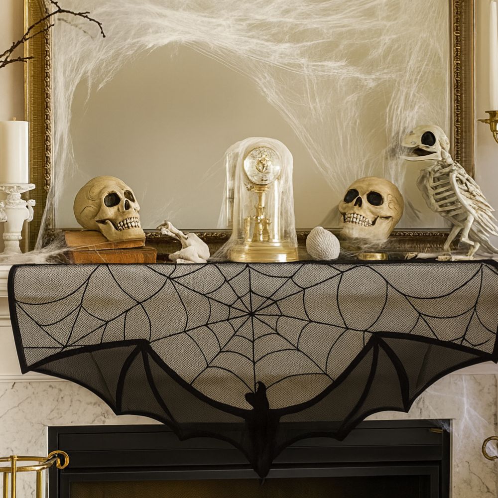 Black Lace Spider Web Curtain