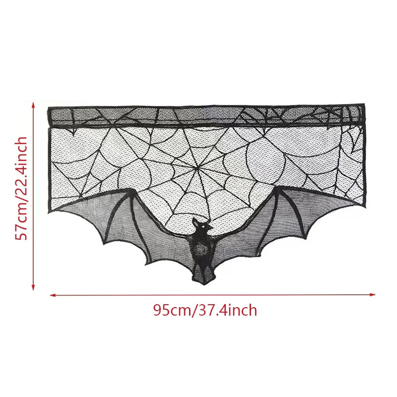 Black Lace Spider Web Curtain