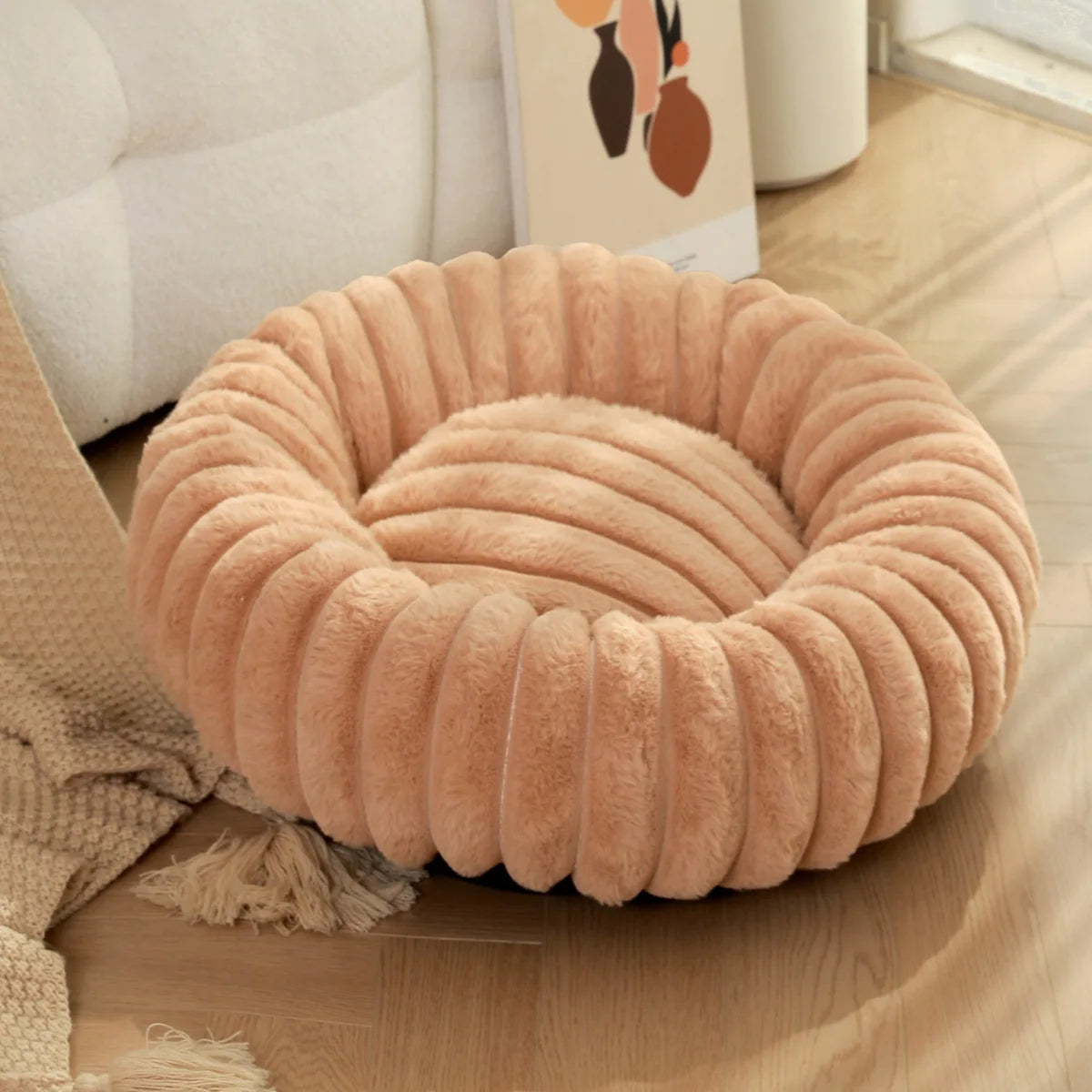 Super Soft Round Pet Bed – Deep Sleep Cushion for Cats & Dogs