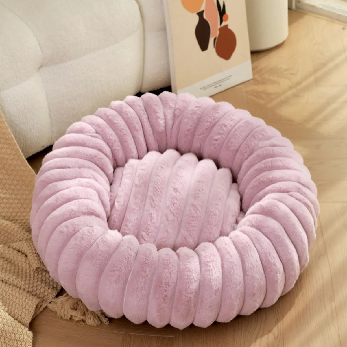 Super Soft Round Pet Bed – Deep Sleep Cushion for Cats & Dogs
