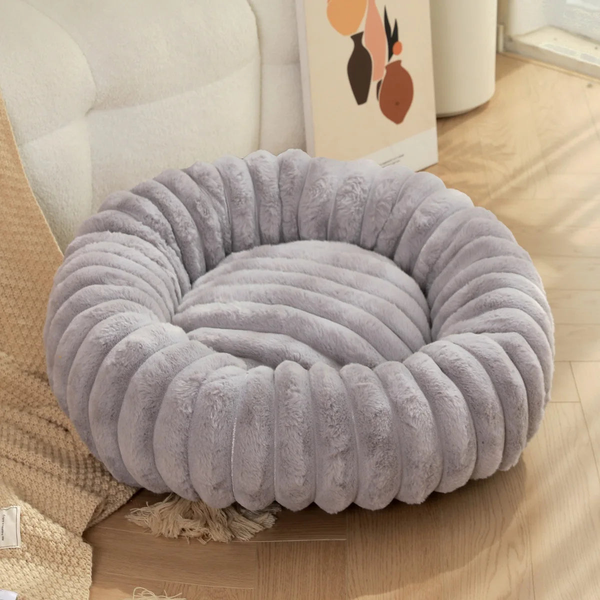 Super Soft Round Pet Bed – Deep Sleep Cushion for Cats & Dogs