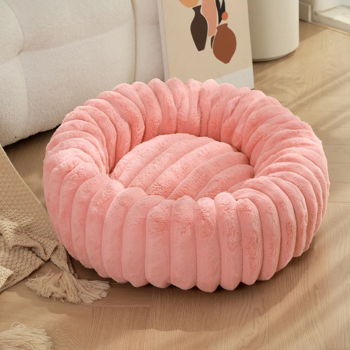 Super Soft Round Pet Bed – Deep Sleep Cushion for Cats & Dogs