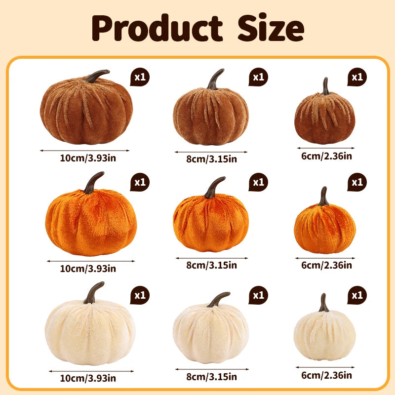 Velvet Artificial Pumpkin Set