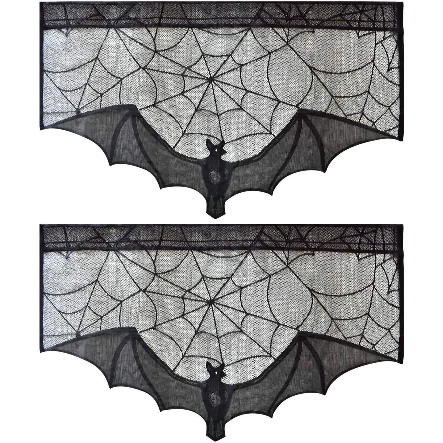 Midnight Veil Spider Web Lace Mantel Scarf