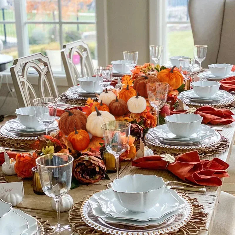Velvet Artificial Pumpkin Set