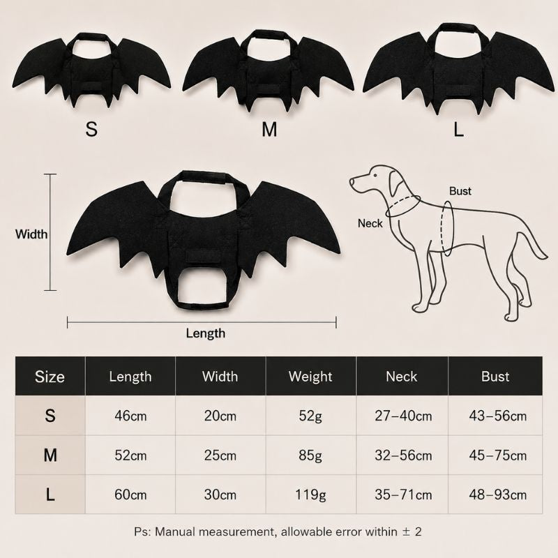 Midnight Wings Bat Costume for Pets