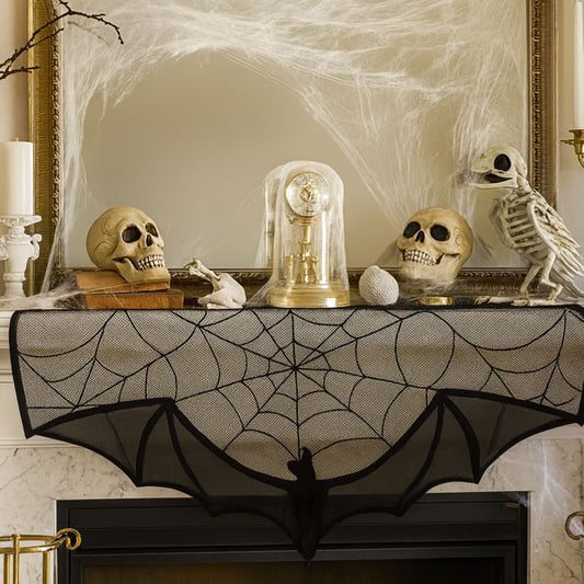 Black Lace Spider Web Curtain