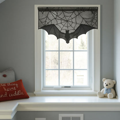 Black Lace Spider Web Curtain