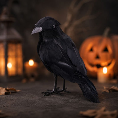 Midnight Raven Realistic Artificial Crow Decoration