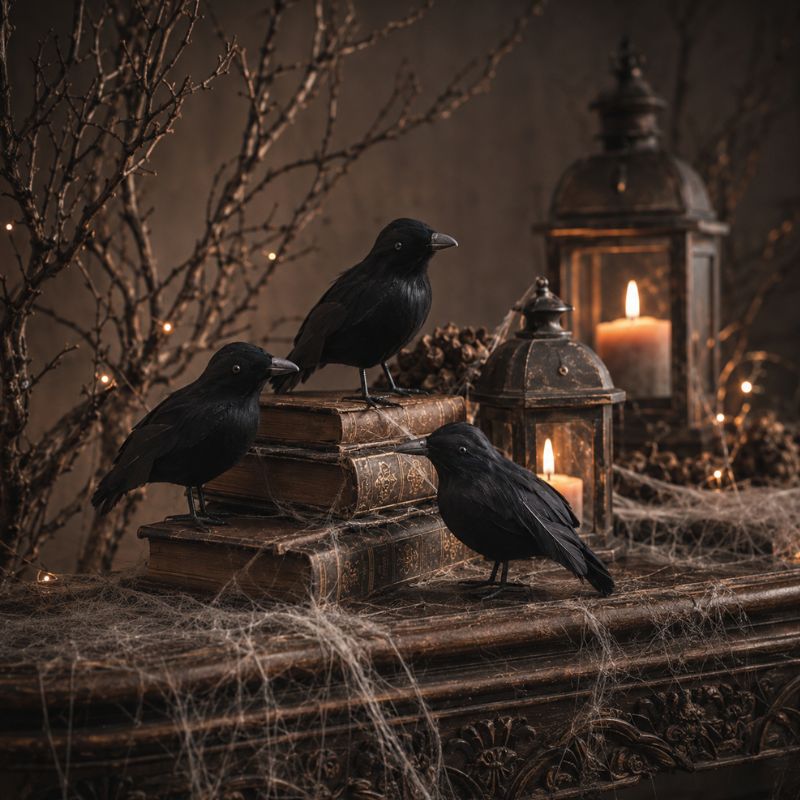 Midnight Raven Realistic Artificial Crow Decoration