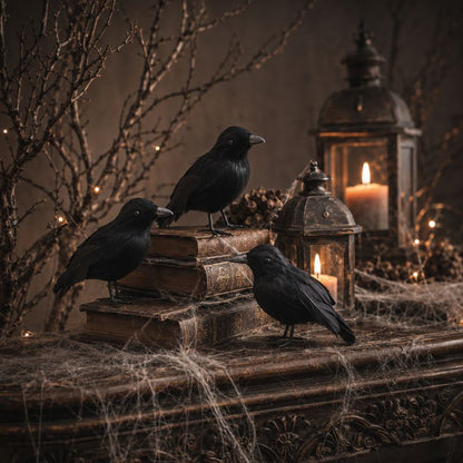 Midnight Raven Realistic Artificial Crow Decoration