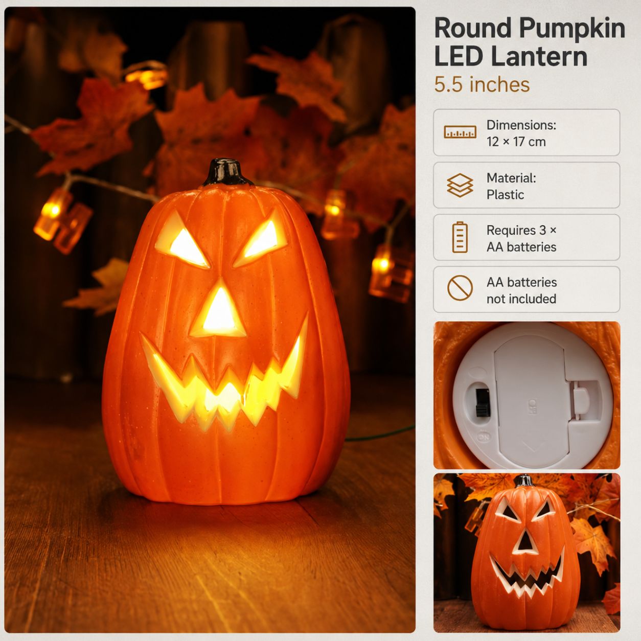 Ember Hollow LED Pumpkin Lantern