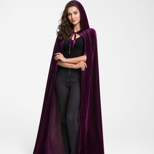 Long Velvet Cape with Hood