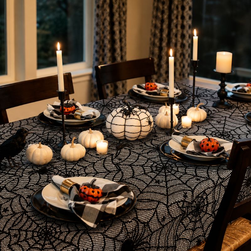 Midnight Lace Spider Web Tablecloth