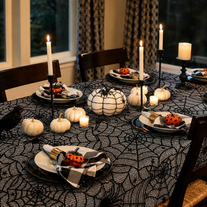 Midnight Lace Spider Web Tablecloth