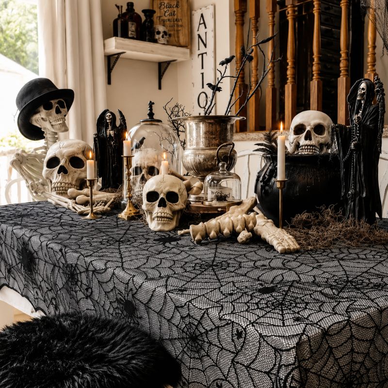Midnight Lace Spider Web Tablecloth