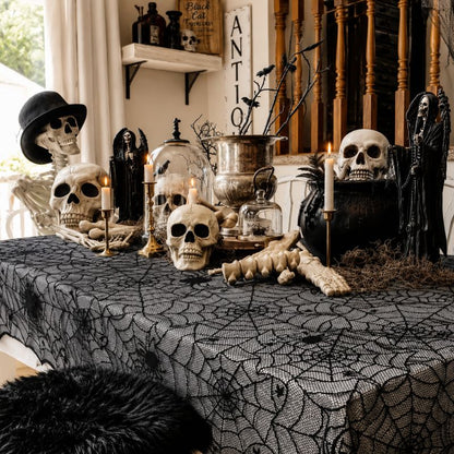 Midnight Lace Spider Web Tablecloth