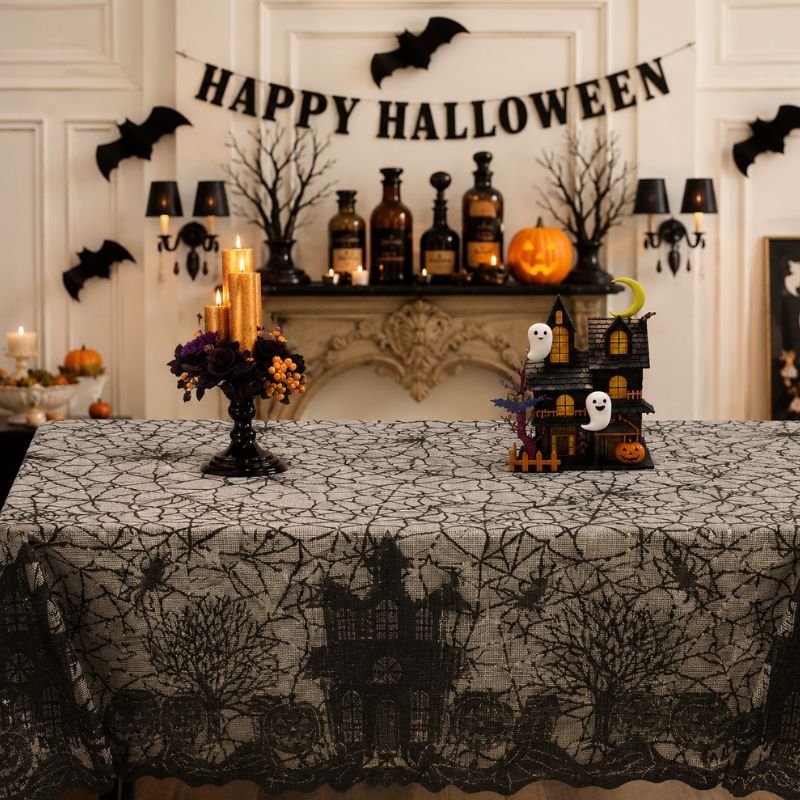 Midnight Lace Spider Web Tablecloth