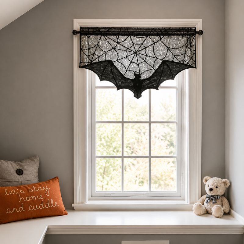 Midnight Veil Spider Web Lace Mantel Scarf