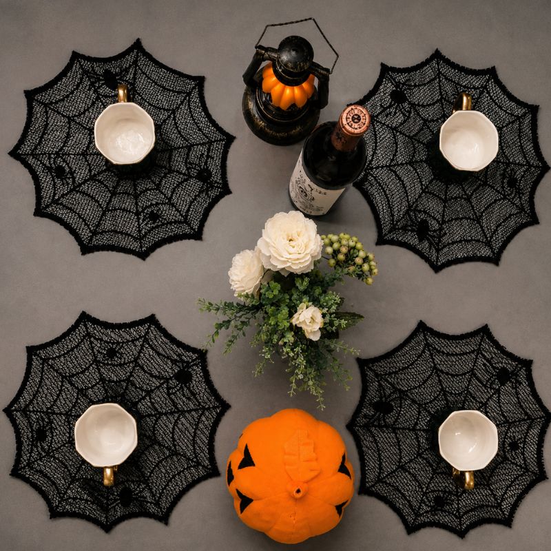 Noir Web Spider Table Runner & Placemat