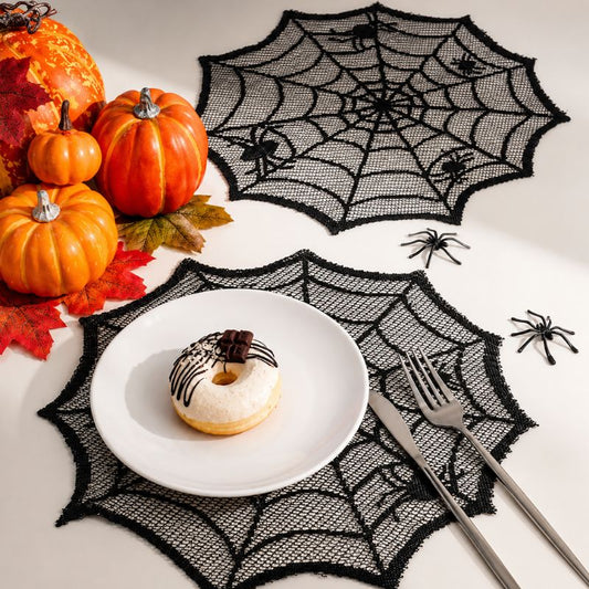 Noir Web Spider Table Runner & Placemat