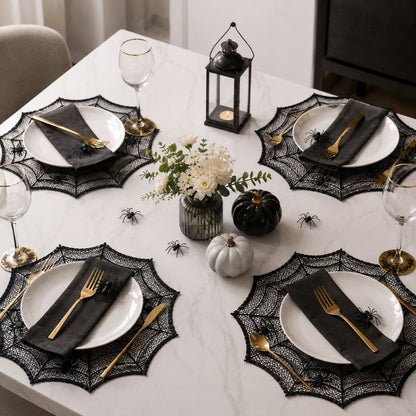 Noir Web Spider Table Runner & Placemat