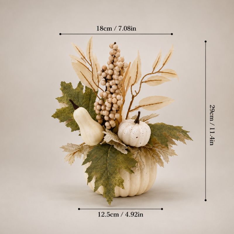 Amber Harvest Pumpkin & Maple Leaf Decoration