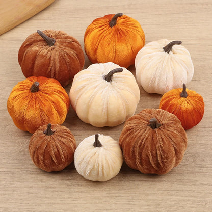 Velvet Artificial Pumpkin Set