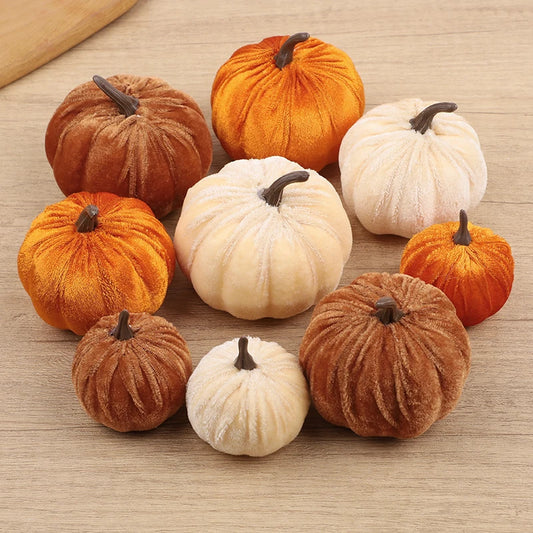 Velvet Artificial Pumpkin Set