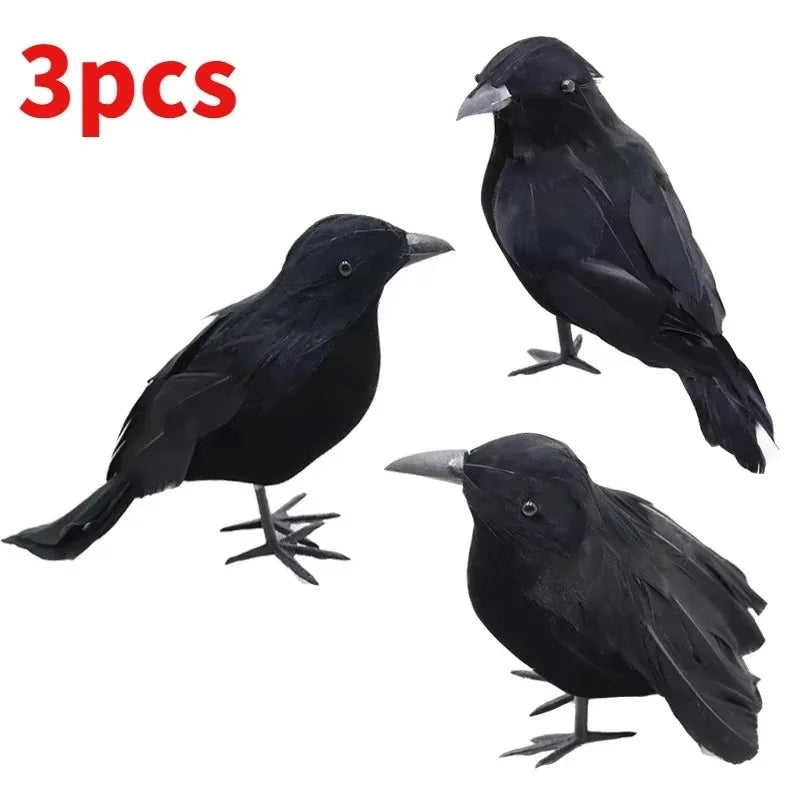 Midnight Raven Realistic Artificial Crow Decoration