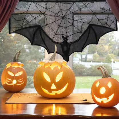 Black Lace Spider Web Curtain