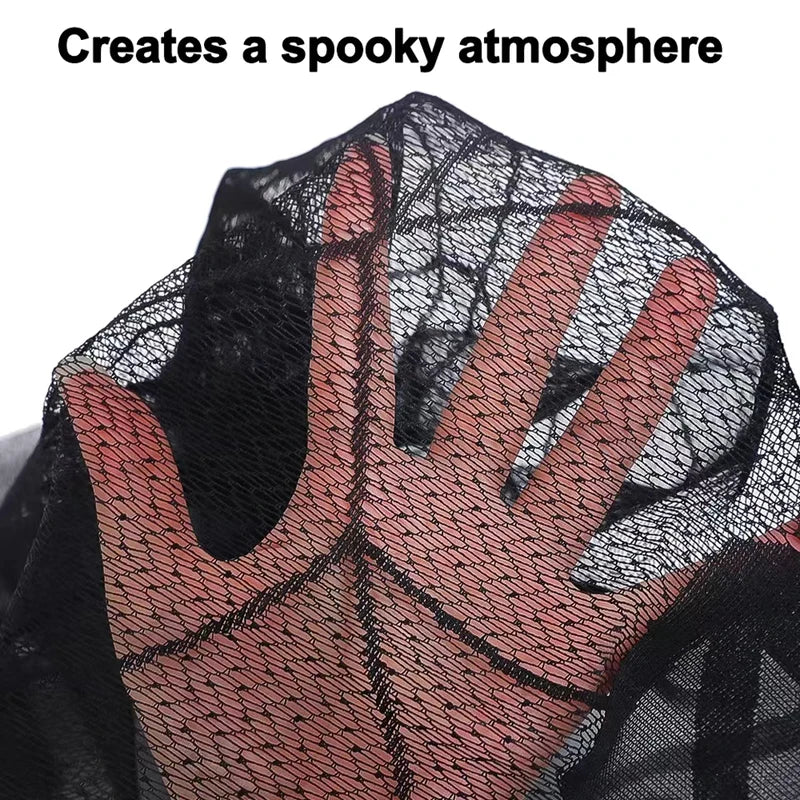 Midnight Veil Spider Web Lace Mantel Scarf