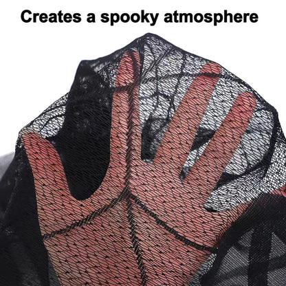 Midnight Veil Spider Web Lace Mantel Scarf