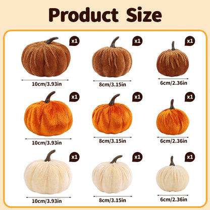 Velvet Artificial Pumpkin Set