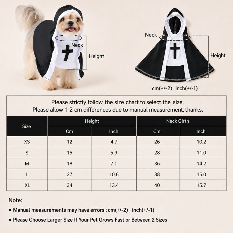 Midnight Sister Nun Costume for Pets